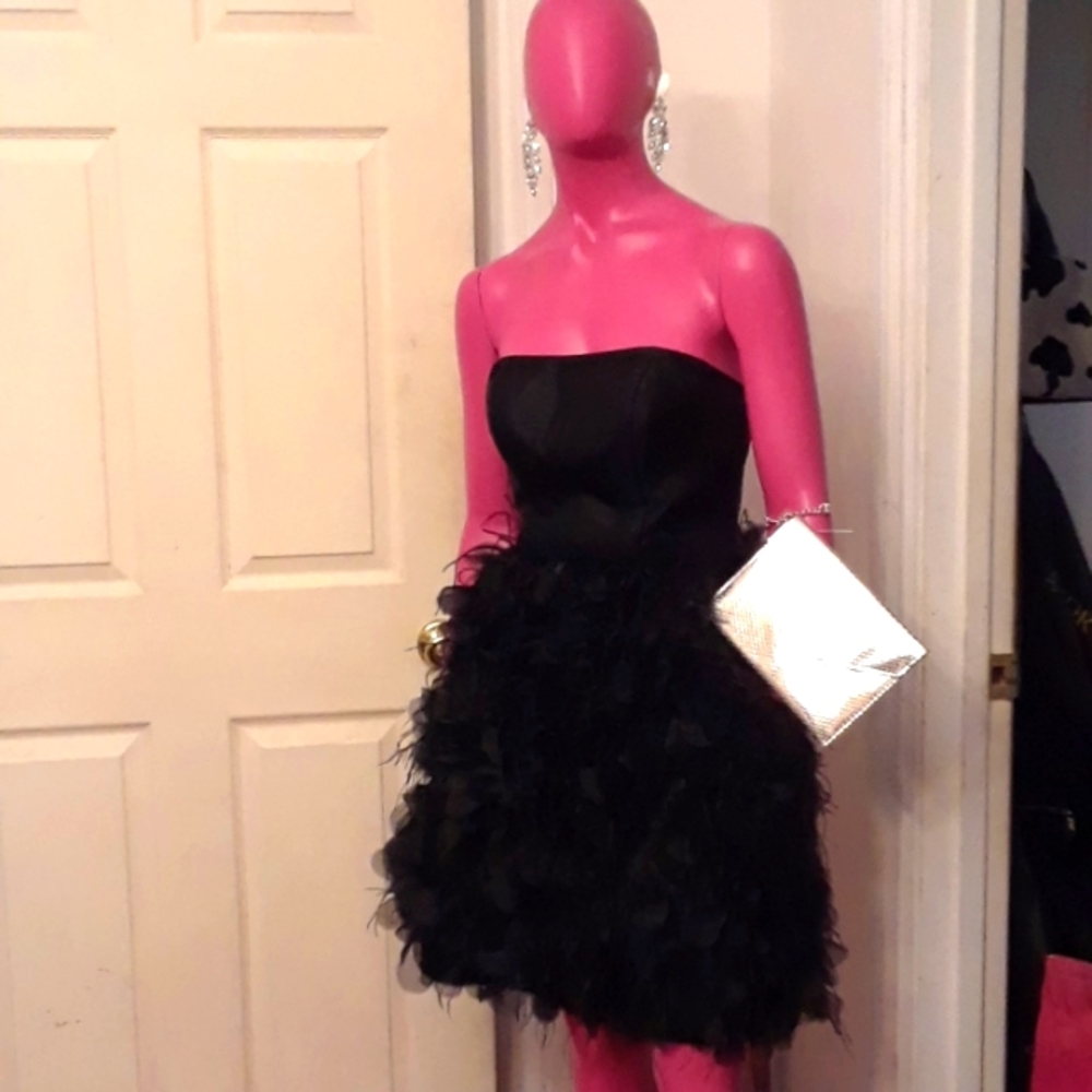 Gorgeous gorgeous black feather cocktail dress. NEW Stunner